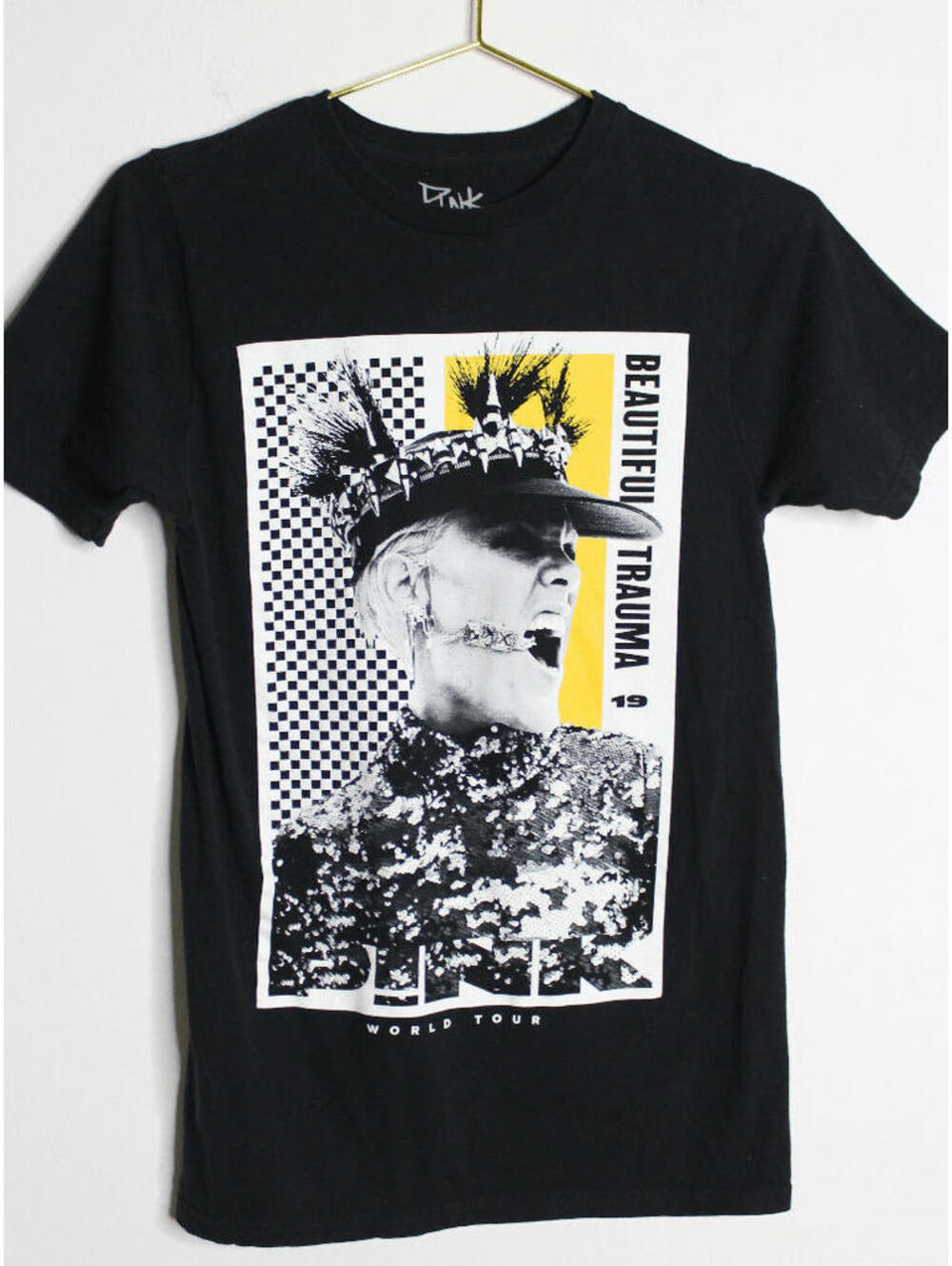 Pink Beautiful Trauma Black Checkered Tour Tee Tshirt - Small
